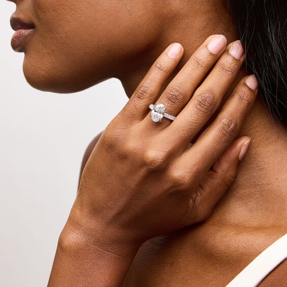 Vera Wang Love Collection 3-7/8 CT. T.w. Oval Certified Lab-Grown Diamond Engagement Ring in 14K White Gold (F/Vs2)