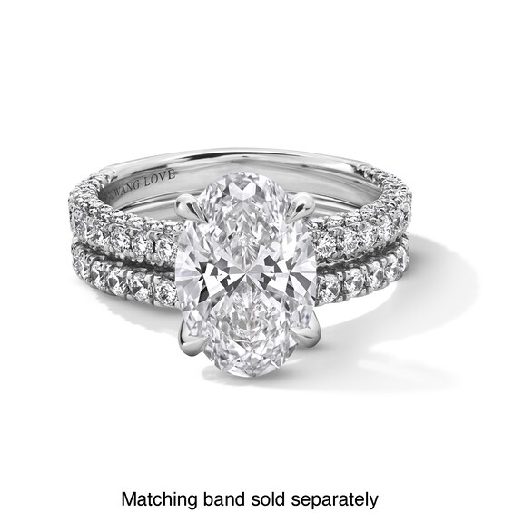 Vera Wang Love Collection 3-7/8 CT. T.w. Oval Certified Lab-Grown Diamond Engagement Ring in 14K White Gold (F/Vs2)