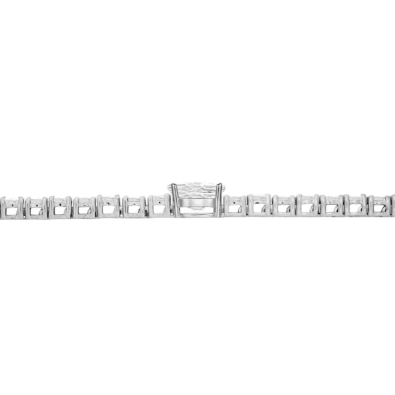 Oval and Round White Lab-Created Sapphire Tennis Bracelet in Sterling Silver