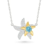 Thumbnail Image 1 of 4.0mm Swiss Blue Topaz and White Lab-Created Sapphire Starfish Necklace in Sterling Silver with 10K Gold Plate
