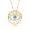 Thumbnail Image 1 of Swiss Blue Topaz and White Lab-Created Sapphire Evil Eye Pendant in 10K Gold