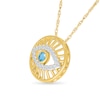 Thumbnail Image 2 of Swiss Blue Topaz and White Lab-Created Sapphire Evil Eye Pendant in 10K Gold