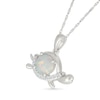 Thumbnail Image 2 of 7.0mm Lab-Created Opal and White Lab-Created Sapphire Turtle Pendant in Sterling Silver