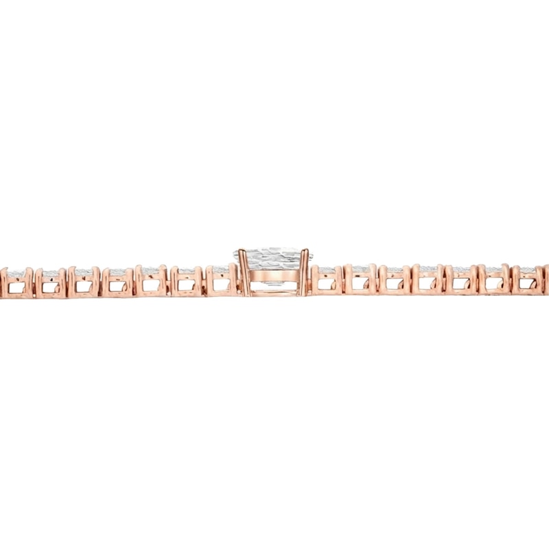 Main Image 2 of Oval and Round White Lab-Created Sapphire Tennis Bracelet in Sterling Silver with 14K Rose Gold Plate