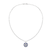 Thumbnail Image 2 of Blue and White Lab-Created Sapphire Cross Medallion Necklace in Sterling Silver - 16"