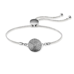 Engravable Fingerprint Bolo Bracelet in Sterling Silver (1 Image and Line)