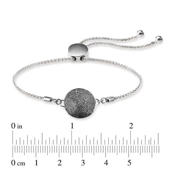 Engravable Fingerprint Bolo Bracelet in Sterling Silver (1 Image and Line)