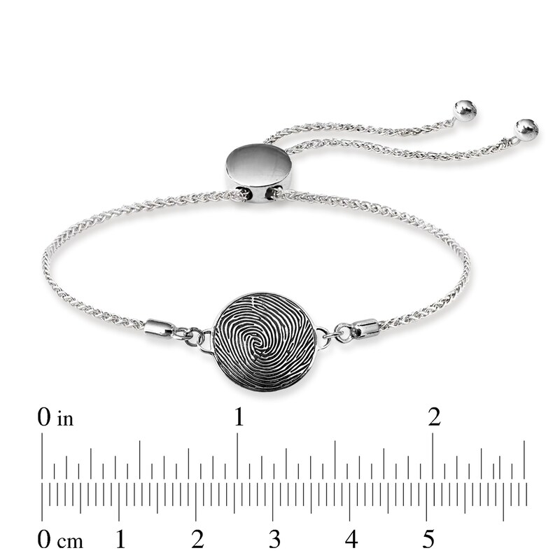 Main Image 3 of Engravable Fingerprint Bolo Bracelet in Sterling Silver (1 Image and Line)