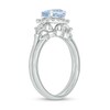 Thumbnail Image 2 of Pear-Shaped Aquamarine and 1/6 CT. T.W. Diamond Frame Fleur-de-Lis Bridal Set in 10K White Gold