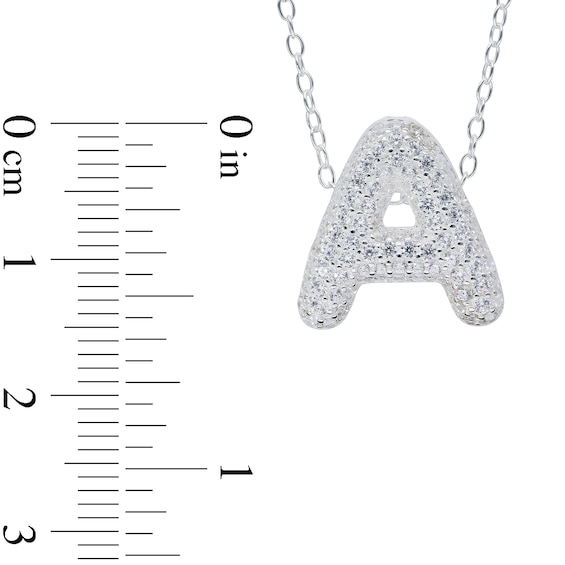 Cubic Zirconia Bubble Letter Initial Pendant in Sterling Silver (1 Letter)