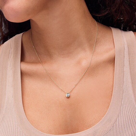 1/4 CT. Diamond Sunburst Frame Solitaire Pendant in 14K Gold