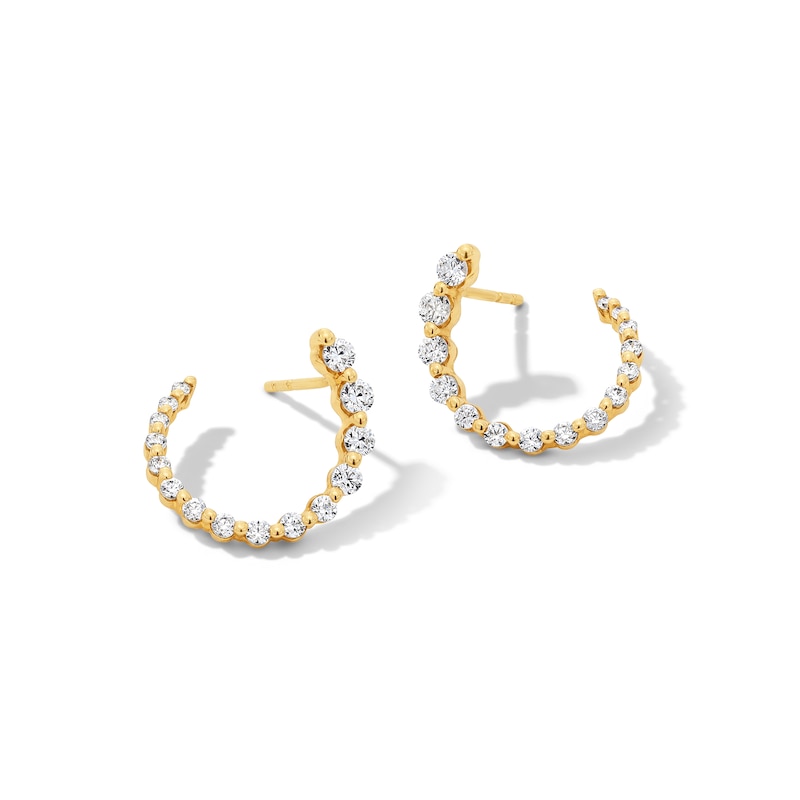 Main Image 1 of 1/2 CT. T.W. Certified Lab-Grown Diamond Open Circle Earrings in 10K Gold (F/VS2)