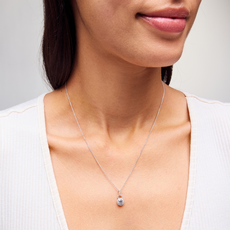 Main Image 2 of 5/8 CT. T.W. Diamond Doorknocker Drop Pendant in 14K White Gold