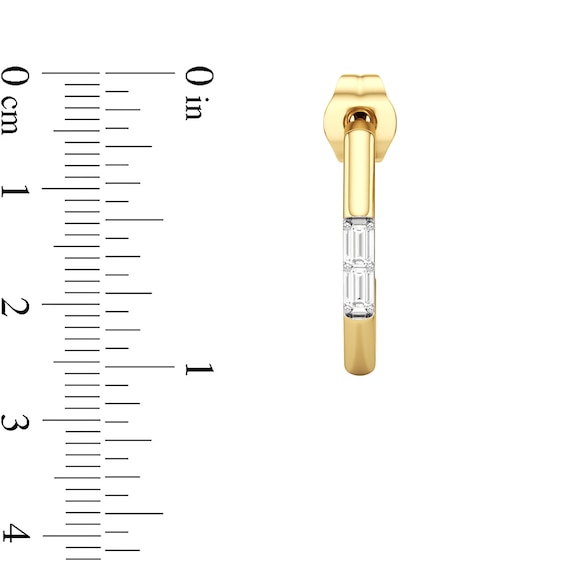 1/10 CT. T.w. Baguette-Cut Diamond Geometric Open Hoop Earrings in Sterling Silver with 24K Gold Plate