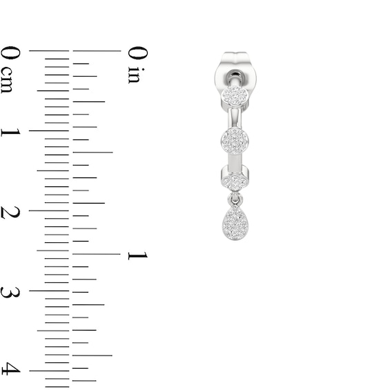 1/6 CT. T.w. Pear-Shaped and Round Multi-Diamond Drop Hoop Earrings in Sterling Silver