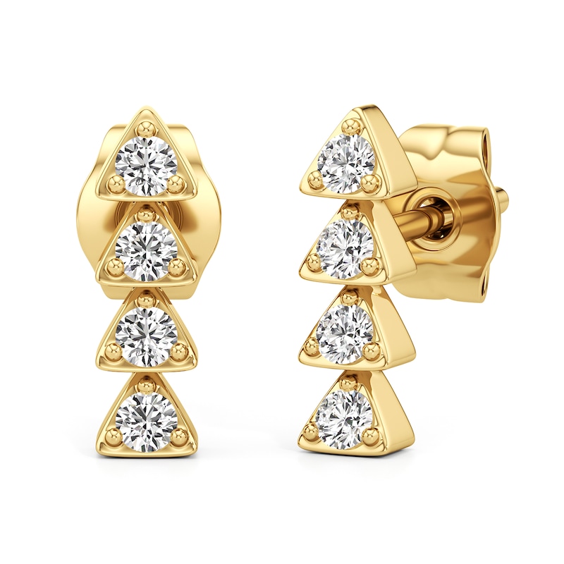 Main Image 1 of 1/6 CT. T.W. Lab-Grown Diamond Linear Drop Earrings in Sterling Silver with 24K Gold Plate