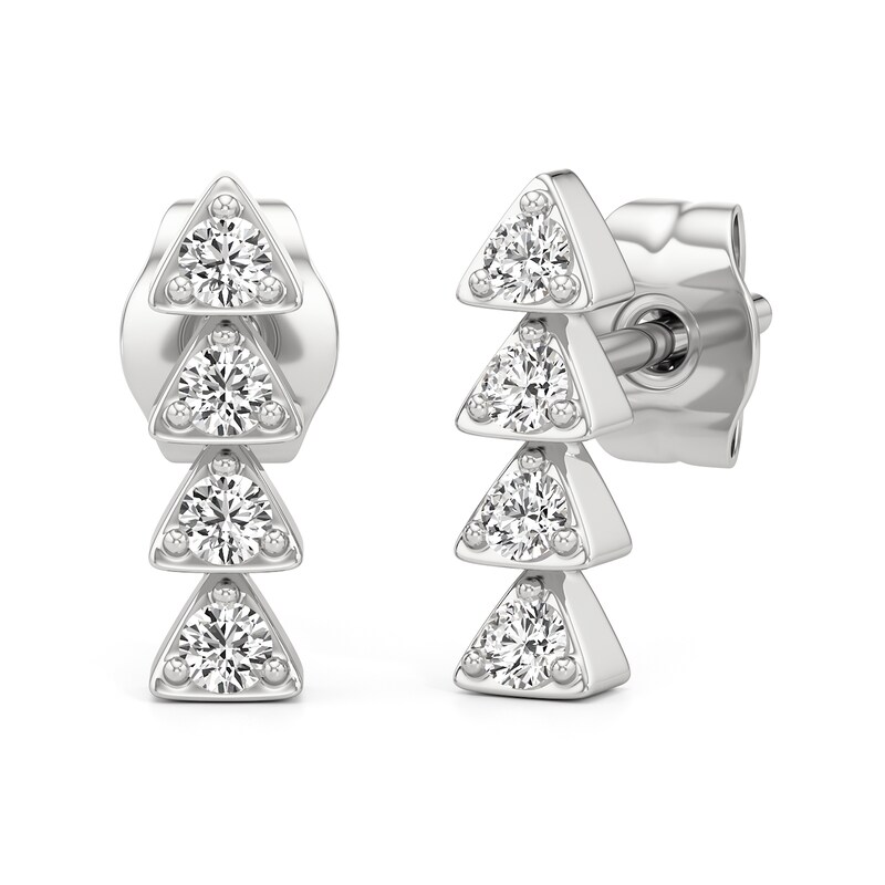 Main Image 1 of 1/6 CT. T.W. Lab-Grown Diamond Linear Drop Earrings in Sterling Silver