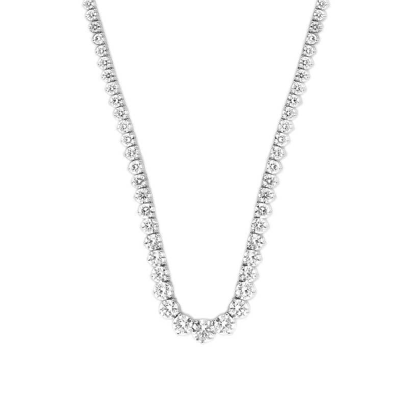 Main Image 1 of 15 CT. T.W. Certified Lab-Grown Diamond Graduated Riviera Necklace in 14K White Gold (F/SI2) - 17"