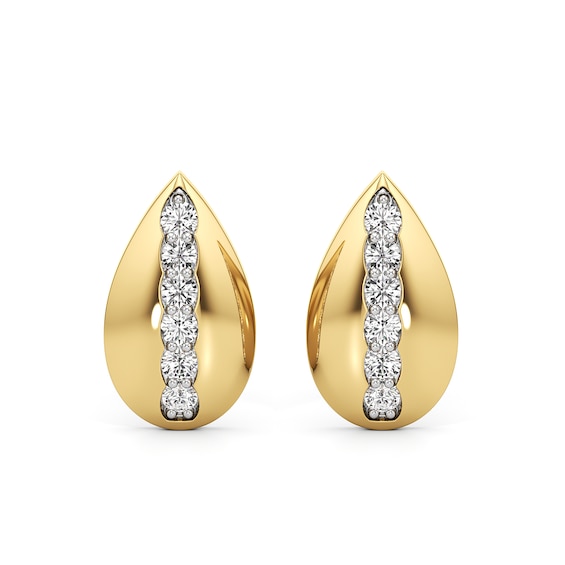 1/6 CT. T.w. Diamond Ribbon Teardrop Stud Earrings in Sterling Silver with 24K Gold Plate