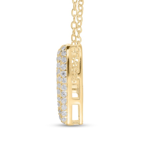 Cubic Zirconia Bubble Letter Initial Pendant in Sterling Silver with 14K Gold Plate (1 Letter)