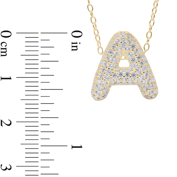 Cubic Zirconia Bubble Letter Initial Pendant in Sterling Silver with 14K Gold Plate (1 Letter)