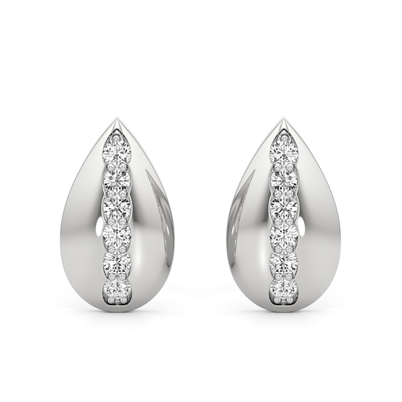 1/6 CT. T.w. Diamond Ribbon Teardrop Stud Earrings in Sterling Silver