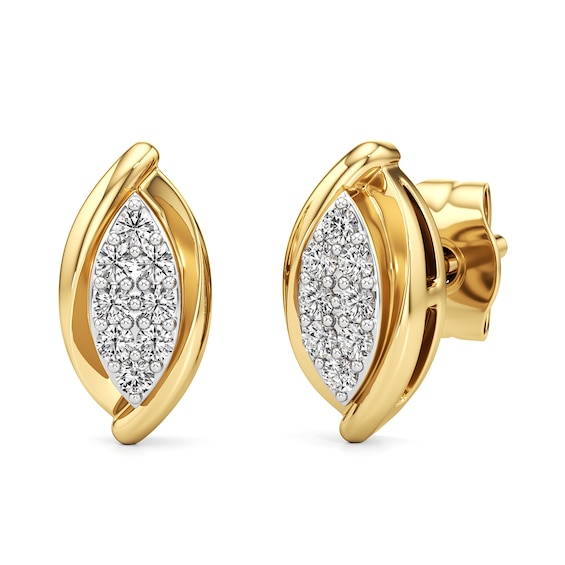 1/6 CT. T.w. Marquise-Shaped Lab-Grown Multi-Diamond Bypass Stud Earrings in Sterling Silver with 24K Gold Plate