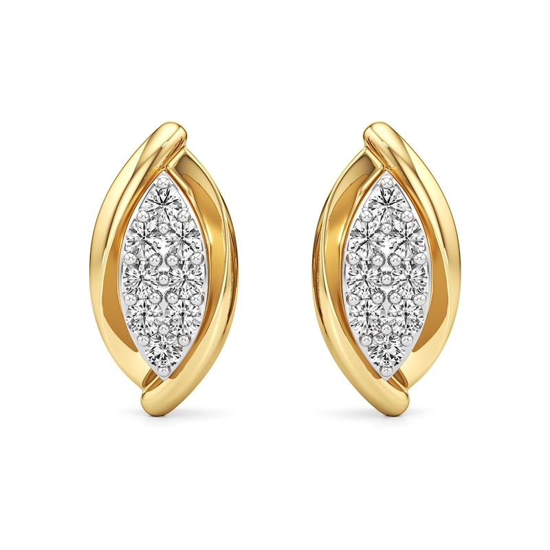 Main Image 2 of 1/6 CT. T.W. Marquise-Shaped Lab-Grown Multi-Diamond Bypass Stud Earrings in Sterling Silver with 24K Gold Plate
