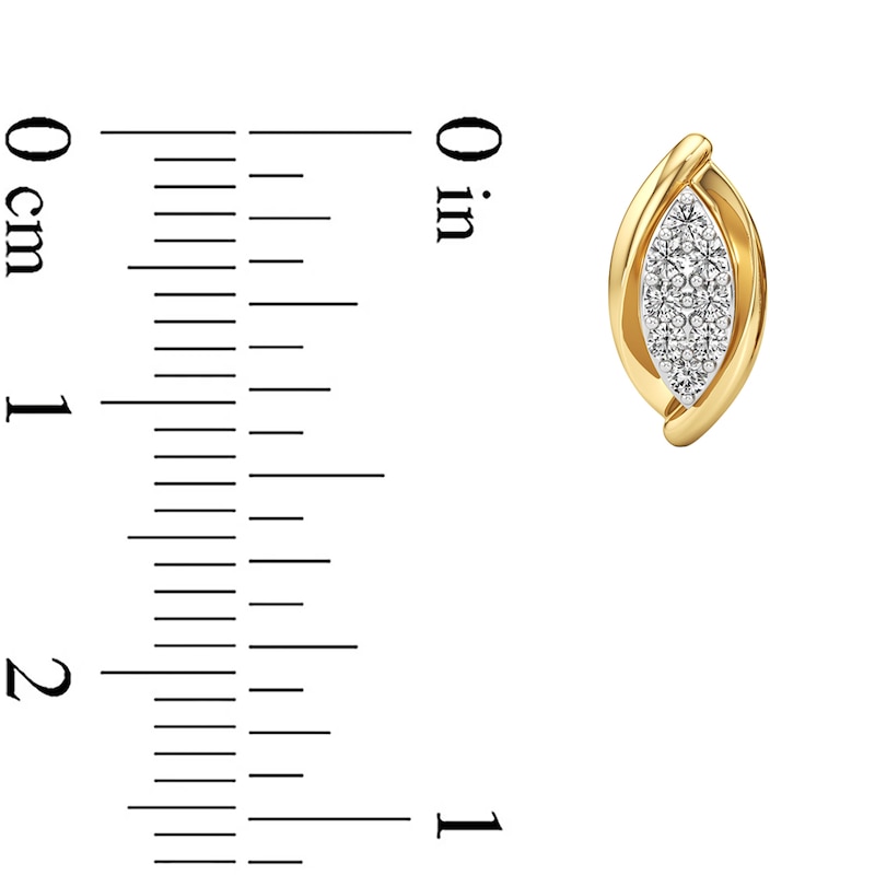 Main Image 3 of 1/6 CT. T.W. Marquise-Shaped Lab-Grown Multi-Diamond Bypass Stud Earrings in Sterling Silver with 24K Gold Plate