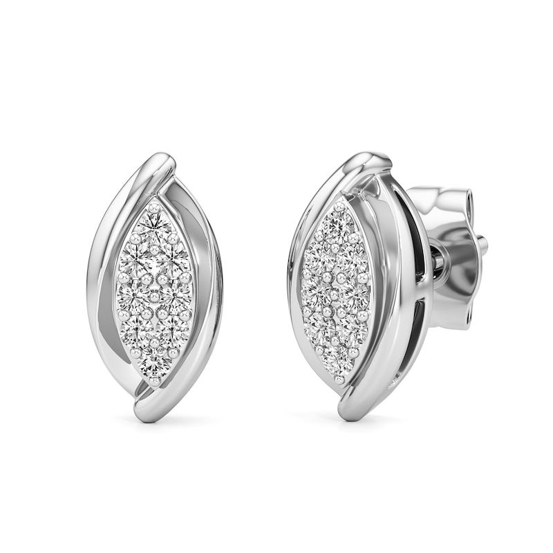 Main Image 1 of 1/6 CT. T.W. Marquise-Shaped Lab-Grown Multi-Diamond Bypass Stud Earrings in Sterling Silver
