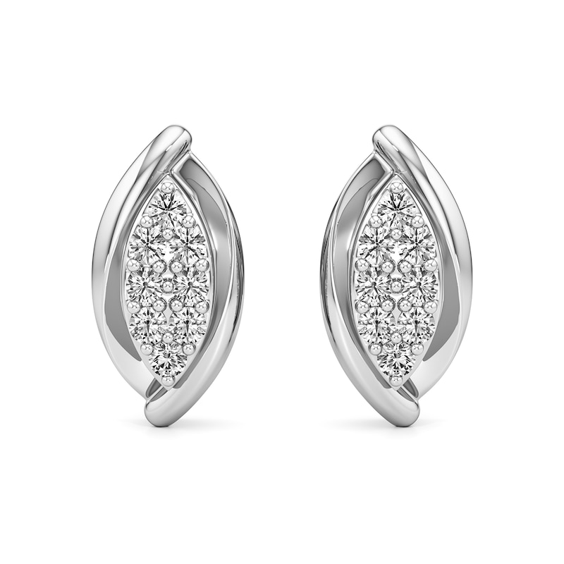 Main Image 2 of 1/6 CT. T.W. Marquise-Shaped Lab-Grown Multi-Diamond Bypass Stud Earrings in Sterling Silver