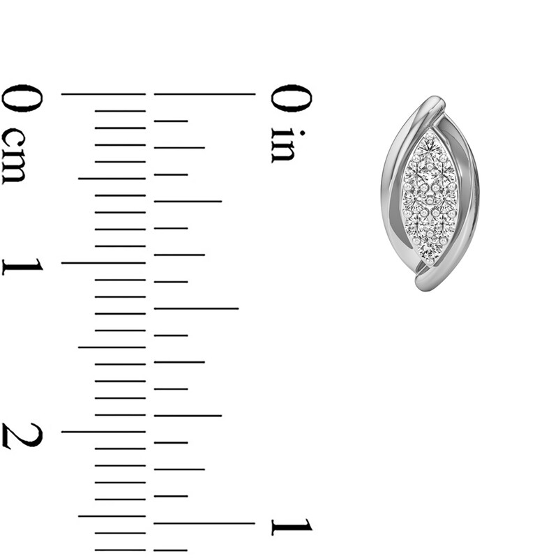 Main Image 3 of 1/6 CT. T.W. Marquise-Shaped Lab-Grown Multi-Diamond Bypass Stud Earrings in Sterling Silver