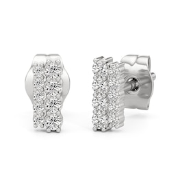 1/5 CT. T.W. Diamond Double Row Stud Earrings in 10K White Gold