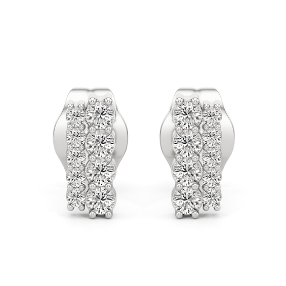 1/5 CT. T.w. Diamond Double Row Stud Earrings in 10K White Gold