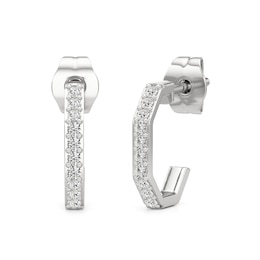 1/5 CT. T.W. Lab-Grown Diamond Angled J-Hoop Earrings in Sterling Silver