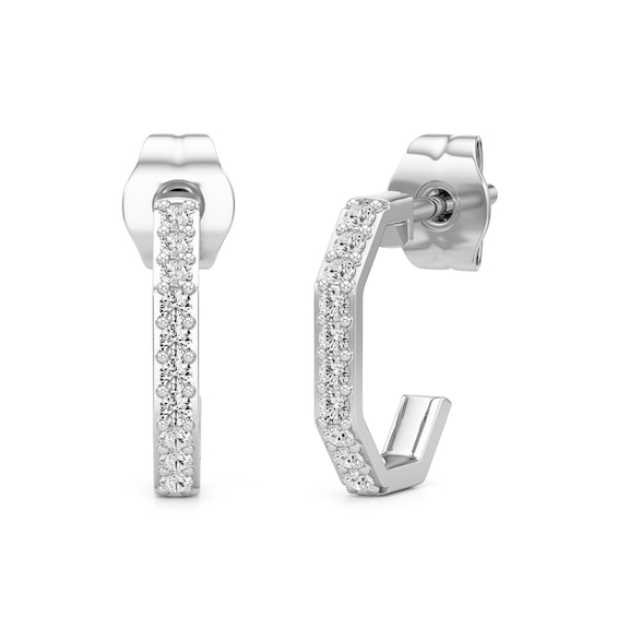 1/5 CT. T.w. Lab-Grown Diamond Angled J-Hoop Earrings in Sterling Silver