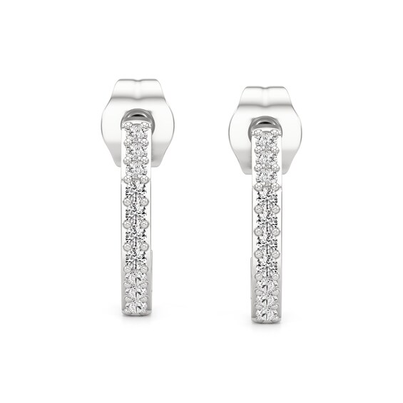 1/5 CT. T.w. Lab-Grown Diamond Angled J-Hoop Earrings in Sterling Silver