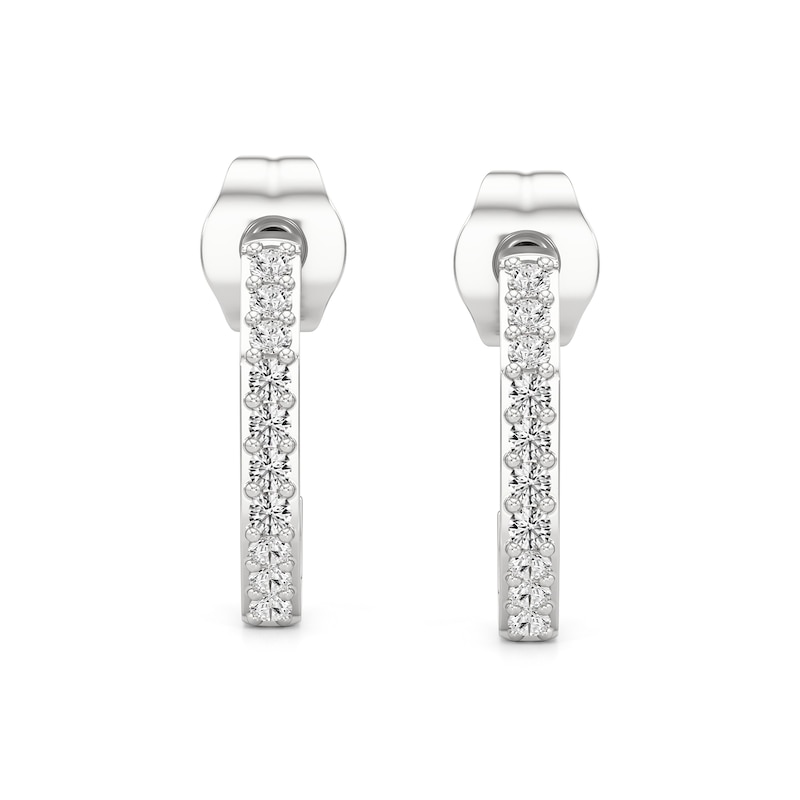 Main Image 2 of 1/5 CT. T.W. Lab-Grown Diamond Angled J-Hoop Earrings in Sterling Silver