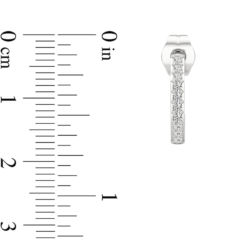 Main Image 3 of 1/5 CT. T.W. Lab-Grown Diamond Angled J-Hoop Earrings in Sterling Silver