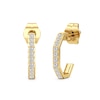 Thumbnail Image 1 of 1/5 CT. T.W. Lab-Grown Diamond Angled J-Hoop Earrings in Sterling Silver with 24K Gold Plate
