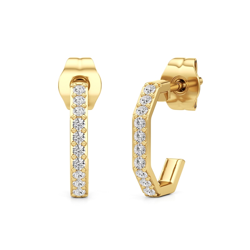 Main Image 1 of 1/5 CT. T.W. Lab-Grown Diamond Angled J-Hoop Earrings in Sterling Silver with 24K Gold Plate