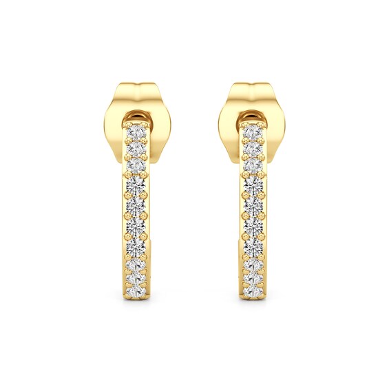 1/5 CT. T.w. Lab-Grown Diamond Angled J-Hoop Earrings in Sterling Silver with 24K Gold Plate