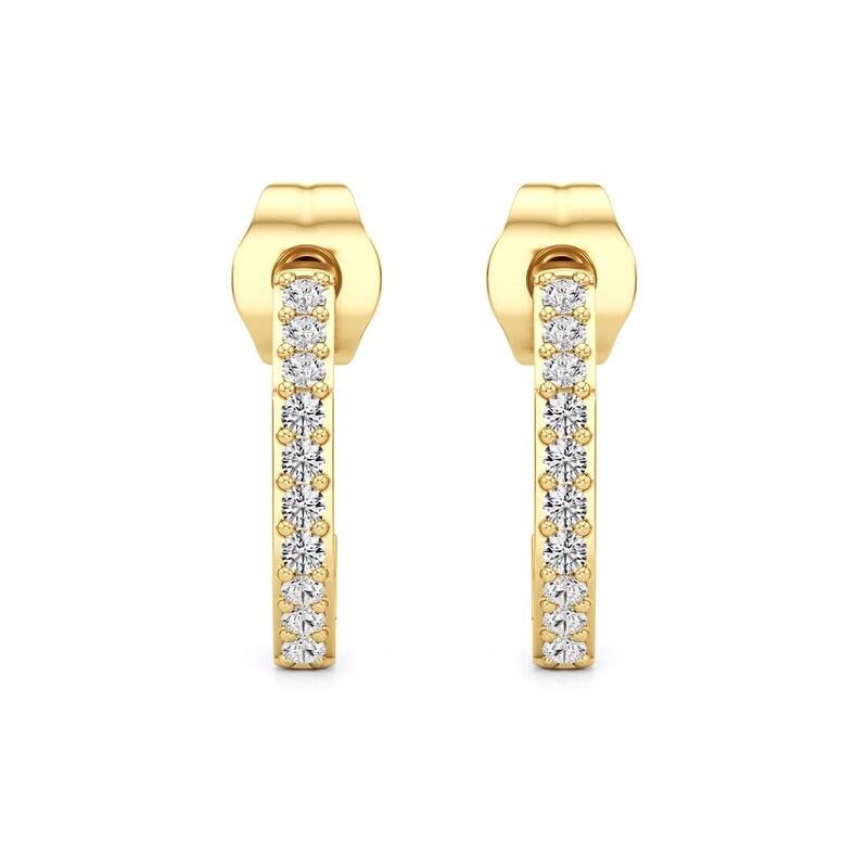 Main Image 2 of 1/5 CT. T.W. Lab-Grown Diamond Angled J-Hoop Earrings in Sterling Silver with 24K Gold Plate