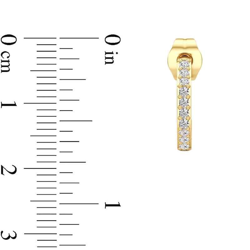 Main Image 3 of 1/5 CT. T.W. Lab-Grown Diamond Angled J-Hoop Earrings in Sterling Silver with 24K Gold Plate