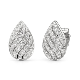 1/2 CT. T.W. Lab-Grown Diamond Ribbon Teardrop Stud Earrings in 10K White Gold