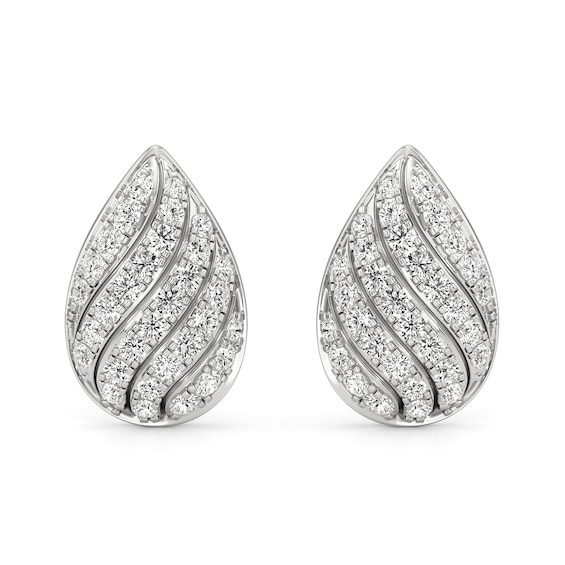 1/2 CT. T.w. Lab-Grown Diamond Ribbon Teardrop Stud Earrings in 10K White Gold