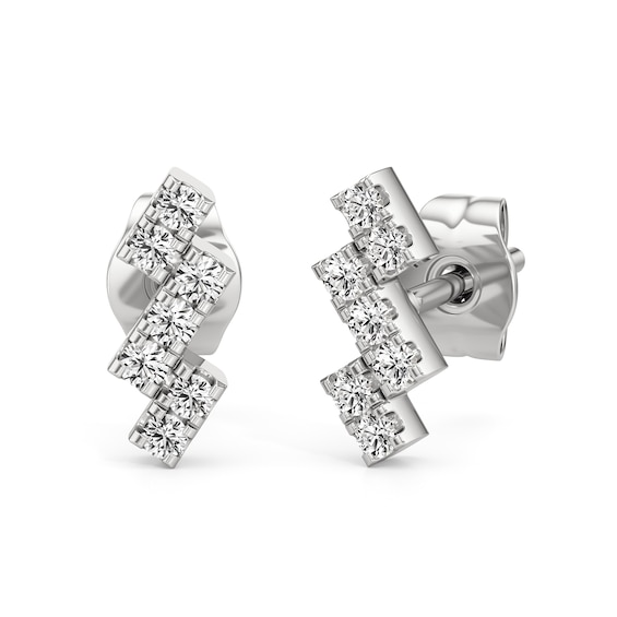 1/5 CT. T.w. Lab-Grown Diamond Zig-Zag Stud Earrings in 10K White Gold