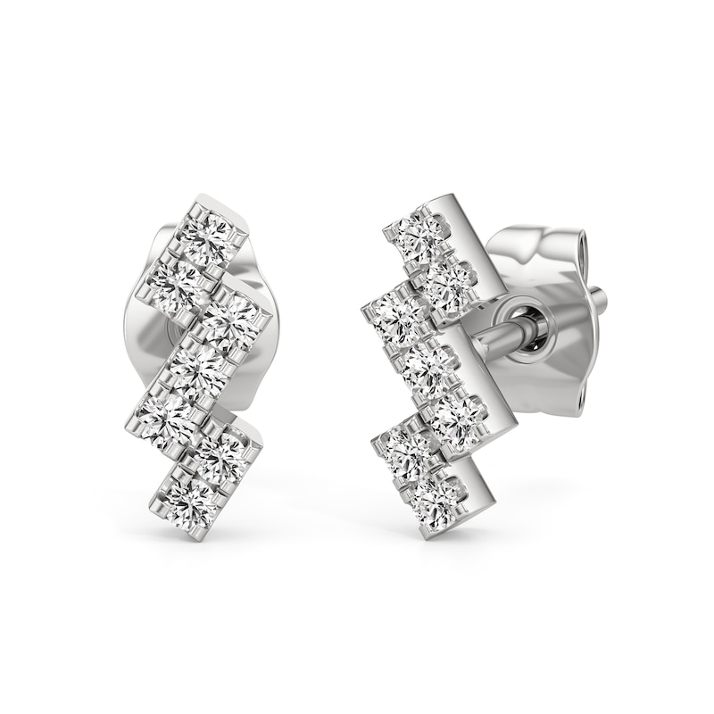Main Image 1 of 1/5 CT. T.W. Lab-Grown Diamond Zig-Zag Stud Earrings in 10K White Gold