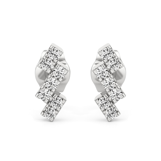 1/5 CT. T.w. Lab-Grown Diamond Zig-Zag Stud Earrings in 10K White Gold