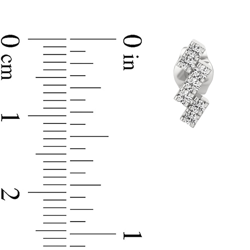 Main Image 3 of 1/5 CT. T.W. Lab-Grown Diamond Zig-Zag Stud Earrings in 10K White Gold